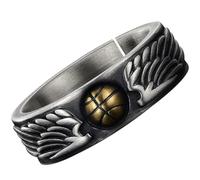 Amosfun Anillo Masculino de Metal Diseño de Baloncesto y Alas, Tamaño Único, Joyería Creativa Retro para Dedo, Accesorio Deportivo Cómodo y Ligero para Uso Diario