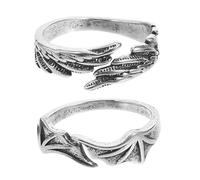 Amosfun Anillos Abiertos Ajustables Alas Angulares y Alas de Murciélago para Hombre y Mujer, Diseño Vintage en Metal Duradero, 2 Piezas, Joyería Gótica y Casual