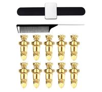 Amosfun Anillos para Separar el Cabello de Aleación Metálica Dorada, 10 Unidades Ganchos Negros y Accesorios para Trenzar y Peinar, Herramienta Profesional para Salón y Uso Doméstico