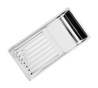 Amosfun Bandeja de Esterilización Rectangular de Acero Inoxidable 304 Ranuras para Herramientas de Manicura, Bandeja Multiusos para Salón de Belleza y Tatuajes, Organizador Resistente