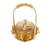 Amosfun Bandeja para Dulces Eid Mubarak con Tapa, Decoración Islámica de Mesa, Bandeja Musulmana de Plástico y Metal, Diseño Estrella y Luna, para Fiestas y Celebraciones de Ramadán