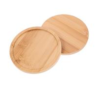 Amosfun Bandejas de Madera Redondas para Servir Frutas y Aperitivos, Tamaño 13x13x1 Cm, Material Natural de Bambú, Multiusos para Hogar y Fiestas, Pack de 2 Unidades