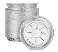 Amosfun Bandejas Redondas de Aluminio 20 Cm Resistentes para Freidora de Aire y Horno Multifuncionales, Sartenes Desechables Aptas para Hornear y Asar, Paquete de 100 Unidades para Cocina