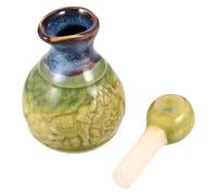 Amosfun Botella de Aceite Esencial de Cerámica Verde Tapón Botella Vacía para Perfume y Aromaterapia Decoración Multifuncional para Hogar y Obsequio Original