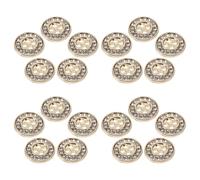 Amosfun Botones de Ropa Dorados de Metal Cristales Huecos y Diseño de Doble Círculo, 20 Piezas Pequeñas de 12 Mm para Camisa de Color Claro, Accesorios de Botones para Costura y Bricolaje