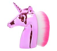 Amosfun Brocha de Maquillaje para Mujer Diseño Unicornio, Mango de Plástico Color Rosa Oro, Pincel para Polvos y Base, Cepillo Cosmético Profesional para Uso Diario y Obsequio