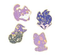 Amosfun Broches de Gatito de Metal 4 Piezas Diseño de Dibujos Animados, Broches de Gato para Ropa, Bolso y Sombrero, Accesorios Creativos para Mujer Fiestas y Eventos