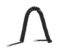 Amosfun Cable Telefónico en Espiral Rj9 4p4c Negro para Teléfono Fijo | Cobre Puro y Pvc, Bobina Flexible Extensible, Uso en Oficina y Hogar, 2m