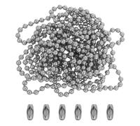 Amosfun Cadena de Bolas de Acero Inoxidable de 3 Metros con Conectores para Cortinas y Fabricación de Joyas, Resistente Color Plata para Uso Diario
