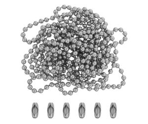 Amosfun Cadena de Bolas de Acero Inoxidable de 3 Metros con Conectores para Cortinas y Fabricación de Joyas, Resistente Color Plata para Uso Diario