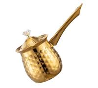 Amosfun Cafetera Turca de Metal Dorada 400 Ml para Estufa, Tetera Vintage Multifuncional para Café Árabe y Calentador de Leche, Cafetera Tradicional para Hogar y Camping