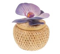 Amosfun Caja Organizadora de Bambú con Tapa en Diseño Oriental y Orquídea de Alas Simétricas, para Almacenamiento Versátil de Aperitivos y Objetos Pequeños en Festivales