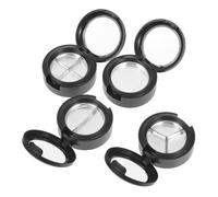 Amosfun Caja Organizadora de Maquillaje 4 Piezas, Estuche Vacío para Sombras de Ojos Redondo Ventana Transparente, 26mm Caja Negra Mate Bandejas de Aluminio 1/1, 1/2, 1/3 y 1/4 - Portátil