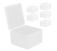 Amosfun Caja Organizadora Plástico Transparente Pequeña Con Tapa Bisagra Mini Contenedores De Almacenamiento Con Tapas Para Joyas Manualidades Hardware 6 Piezas 3.14X3.14X1.96In