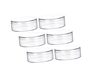Amosfun Caja Organizadora Redonda de Plástico Transparente, 6 Unidades de 12 CM Tapa, para Guardar Pastillas, Bisutería y Dulces en Eventos
