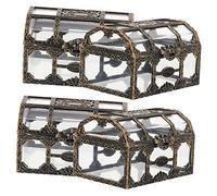 Amosfun Caja Para Empaquetar Dulces De Fiesta Cofre Del Tesoro Vintage De 4 Piezas De Plástico Transparente Color Bronce Para Bodas y Regalos De Fiesta