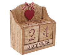 Amosfun Calendario Perpetuo de Cubos de Madera para Escritorio, Bloques Decorativos Rojos Impresos, Calendario de Oficina Reutilizable y Decoración Vintage para Hogar y Oficina
