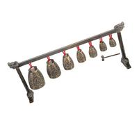 Amosfun Campana China de Percusión Instrumento Musical Tradicional 7 Campanas Redondas de Aleación de Zinc, Compacta para Adultos y Ambientes Vintage