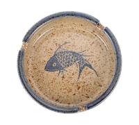 Amosfun Cenicero de Cerámica Japonés bajo Vidriado, Compacto y Elegante Diseño de Pez, Porta Cenizas para Hogar, Decoración Retro y Funcionalidad Práctica, Adecuado para Sala de Estar