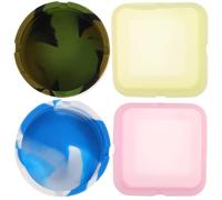 Amosfun Cenicero Reutilizable de Silicona 4 Piezas Diseño Portátil y Colores Militares y Fluorescentes, Cenicero Cuadrado y Redondo para Escritorio y Decoración Casera, Resistente al