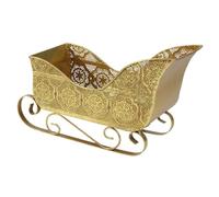 Amosfun Christmas Sleigh Candy Bowl Decor Vintage Metal Tabletop Centerpiece For Fireplace Mantle Seasonal Holiday Candy Platter Tray