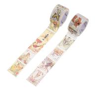 Amosfun Cintas Washi Adhesivas para Manualidades 2 Rollos 25mm X 5m Pegatinas de Sellos Vintage Decoración para Diarios y Álbumes DIY Amantes de Sellos Coleccionistas