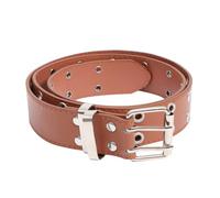 Amosfun Cinturón de Mujer y Hombre Marrón Doble Hilera de Agujeros, Estilo Punk, Fabricado en Pu y Hierro, Adecuado para Uso Diario