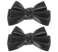 Amosfun Clip para Zapatos de Tacón Lazo Negro, Accesorio Desmontable de Cuero y Aleación de Zinc, Adornos para Zapatos Mujer, Adecuado para Trabajo, Fiesta y Citas, Pareja