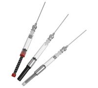 Amosfun Convertidor para Pluma Estilográfica Acero Inoxidable y Plástico, Ayuda para Entintar Compatible Diámetros 3.4 y 2.6 Mm, Set de 3 Unidades Rojo, Negro Plateado para Recarga Tinta