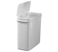 Amosfun Cubo de Basura Estrecho Tapa y Botón Pulsador, Gran Capacidad de Plástico Resistente, Adecuado para Cocina y Oficina, Diseño Práctico para Uso Doméstico