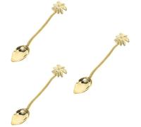 Amosfun Cuchara Palmera 3 Piezas Cuchara Varita Mágica Jefe De Artesanía Mini Expreso Condimento Café Exprés Varita Mezcladora De Café Cafetería Decoración De Frutas Leche Golden