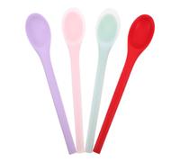 Amosfun - Cucharas de silicona para comer, cuchara de mezcla de cucharadas para cocina, lote de 4 superficies antiadherentes, para postres, remover y servir en casa o restaurante