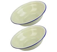 Amosfun Cuenco Esmaltado Vintage de Metal 28 CM, Juego de 2 Piezas, Cuenco Profundo para Almacenar y Servir, Adecuado para Cocina y Sopas