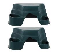 Amosfun Cueva para Reptiles 2 Piezas, Plataforma Escondite para Tortugas y Reptiles, Comedero Plástico Verde, Decoración Natural para Terrarios, Refugio para Tortuga Terrestre