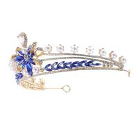 Amosfun De Boda Novia Tiaras De Cristal Flor Tocados De Novia Para Mujeres Niñas Cumpleaños Fiesta De Graduación Fiesta Halloween Azul Oscuro