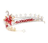 Amosfun De Boda Tiaras De Novia Con De Cristal Tocados De Novia Con Flores Para Mujeres Y Niñas Fiesta De Cumpleaños Fiesta De Graduación Halloween Rojo