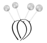 Amosfun Diadema Bolas de Espuma Color Marfil 5 Pcs Diadema Purpurina Plateada Accesorio para Fiesta y Disfraz Espacial Adultos Tocado Ligero y Flexible