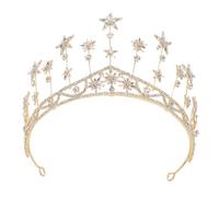 Amosfun Diadema de Cristal Estrellas Doradas para Boda, Tocado Femenino Elegante Horquilla de Aleación y Decoración Brillante, Accesorio Cabello de Ceremonia