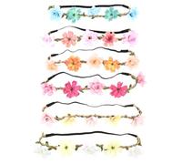 Amosfun Diadema de Flores de Boda 6 Piezas, Guirnalda Floral Multicolor, Accesorios Cabello Elásticos para Mujer y Niñas, Adecuado para Bodas, Fiestas y Fotografía