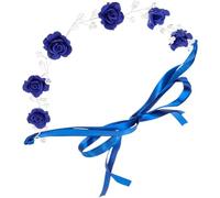 Amosfun Diadema de Novia Azul Rosas y Perlas, Tocado de Boda para Mujer y Niña, Accesorio para Cabello en Ceremonias, Diadema Decorativa de Cristal para Eventos y Fiestas