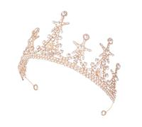 Amosfun Diadema de Novia Dorada Estrellas y Gemas de Imitación, Accesorio para Boda, Fiesta y Cumpleaños, Diseño Elegante para Decoración de Cabello, Diadema de Purpurina para Mujer