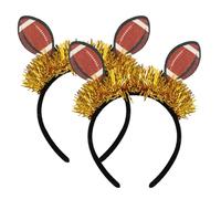 Amosfun Diadema de Rugby Balón de Fútbol 2 Piezas Diademas Deportivas para Fiestas Temáticas Accesorios para Fanáticos del Fútbol Diseño Glitter y Antideslizante para Eventos y