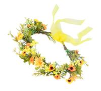 Amosfun Diadema Floral de Girasol Amarilla Ajustable para Novia y Fotografía, Accesorio Ligero de Pp y Hierro para Decoración de Peinado en Reuniones Anuales