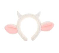 Amosfun Diadema para Adulto Cuernos y Orejas de Oveja de Peluche Color Claro, Accesorio Cómodo y Versátil para Fiestas, Cosplay y Cuidado del Cabello, Diadema de Cuerno de Cordero