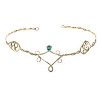 Amosfun Diadema para Mujer Gemas de Imitación, Banda Trenzada de Hierro Color Dorado Antiguo Piedras Verdes, Accesorio Elegante para Bodas, Fiestas y Eventos Formales