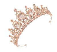 Amosfun Diadema para Novia Tiara de Aleación en Color Champán, Decorada con Gemas de Imitación Brillantes, Accesorio de Boda Elegante para Vestido Nupcial y Fiesta