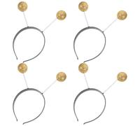 Amosfun Diademas para Fiesta Bolas de Espuma Doradas, 4 Piezas, Accesorios Cabello para Cosplay Infantil, Bandas Purpurina para Decoración y Eventos Festivos