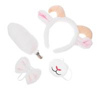 Amosfun Disfraces de Cabra Blanca con Orejas y de Felpa Diadema Ligera y Accesorios Lavables para Cosplay Fiestas de Pascua y Actuaciones Escolares
