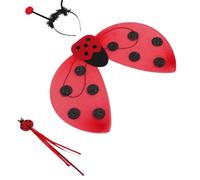 Amosfun Disfraz Ladybug Niña con Alas Plegables y Varita de Hada, Diadema Antena, Diseño Seguro para Cosplay y Fiestas de Halloween Estilo Aleatorio