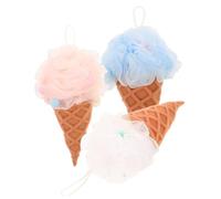 Amosfun Esponjas de Baño 3 Piezas Forma de Helado, Colores, Esponja Exfoliante Corporal para Ducha, Bola Absorbente para Limpieza y Cuidado Personal